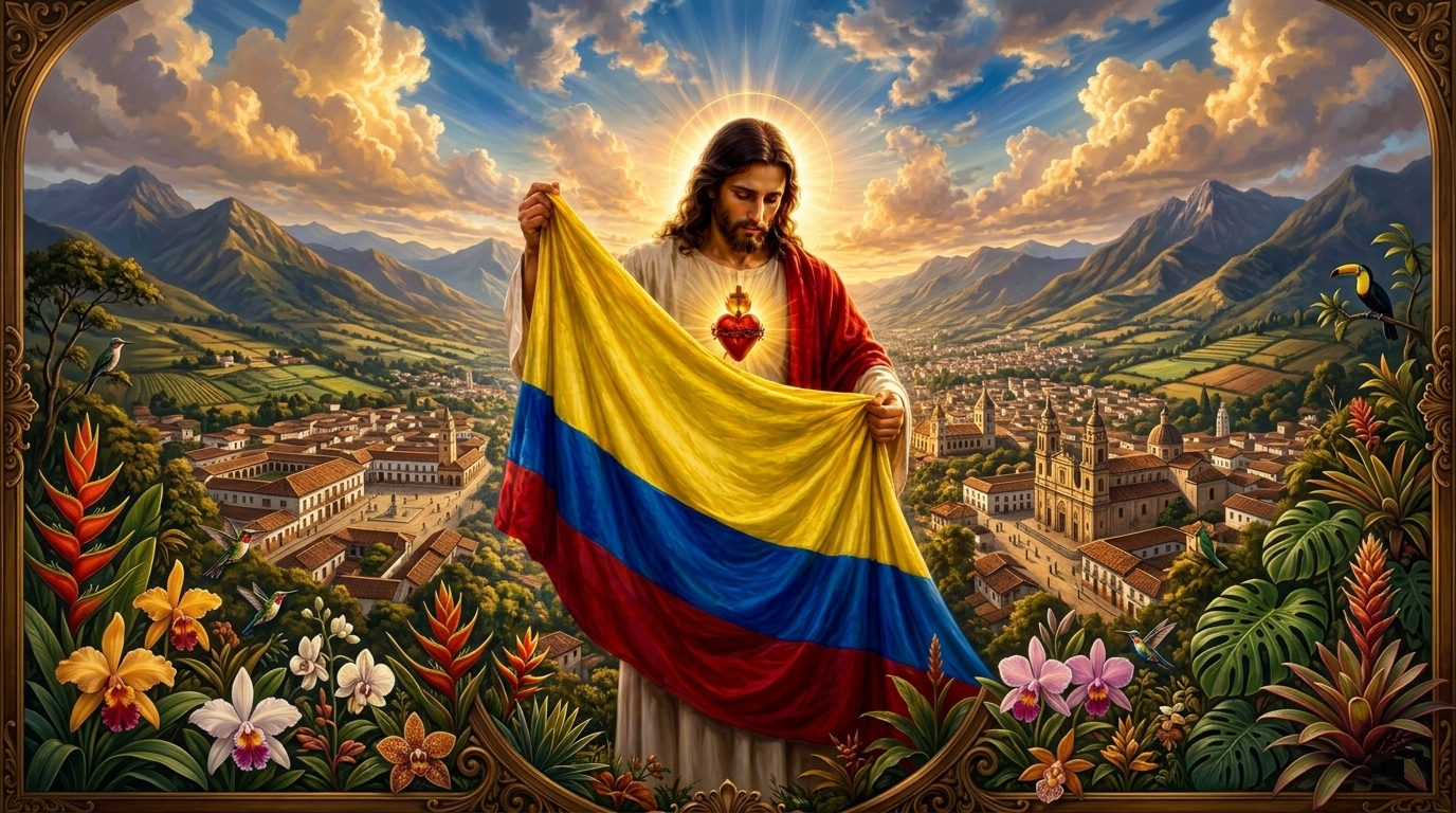Sagrado Corazón de Jesús bandera de Colombia