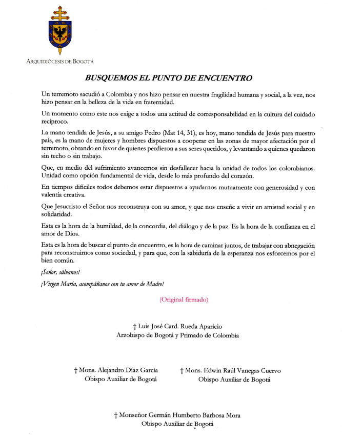 mensaje del arzobispo 