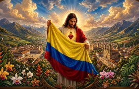 Sagrado Corazón de Jesús bandera de Colombia